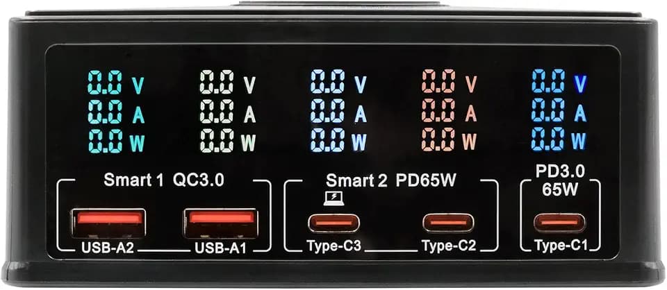 EXSYS EX-1106 Multiport High Power Charger mit QI 15W und USB-C PD mit max. 160W