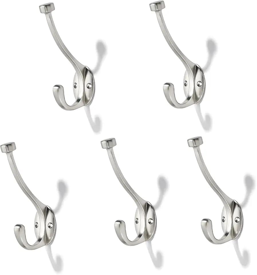 The 5 Pack 5-1/2 inch Satin Nickel mudroom Hooks are Suitable for Overcoats/Hats/Keys/Bags/Bathrobes, Towel Robe Hooks are Suitable for Both Household and Commercial uses