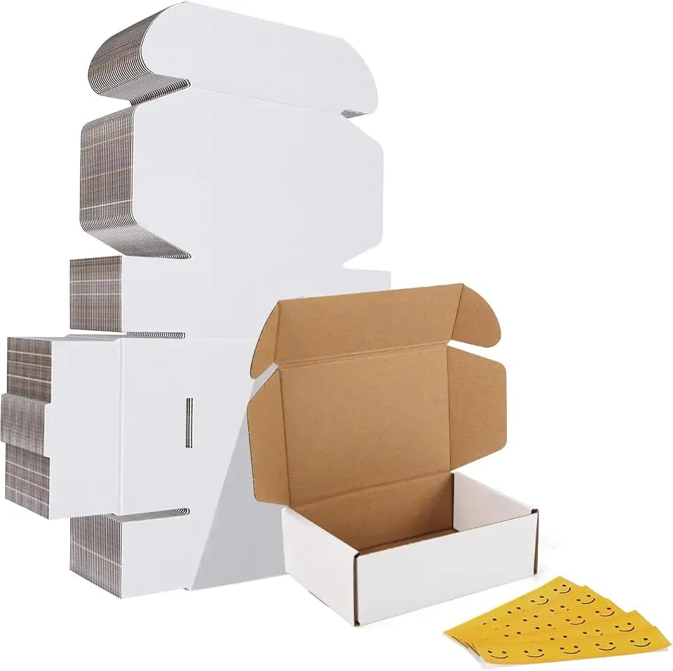 HORLIMER 6x4x2 Shipping Boxes Set of 30, White Corrugated Cardboard Mailer Box for Packing Small Business