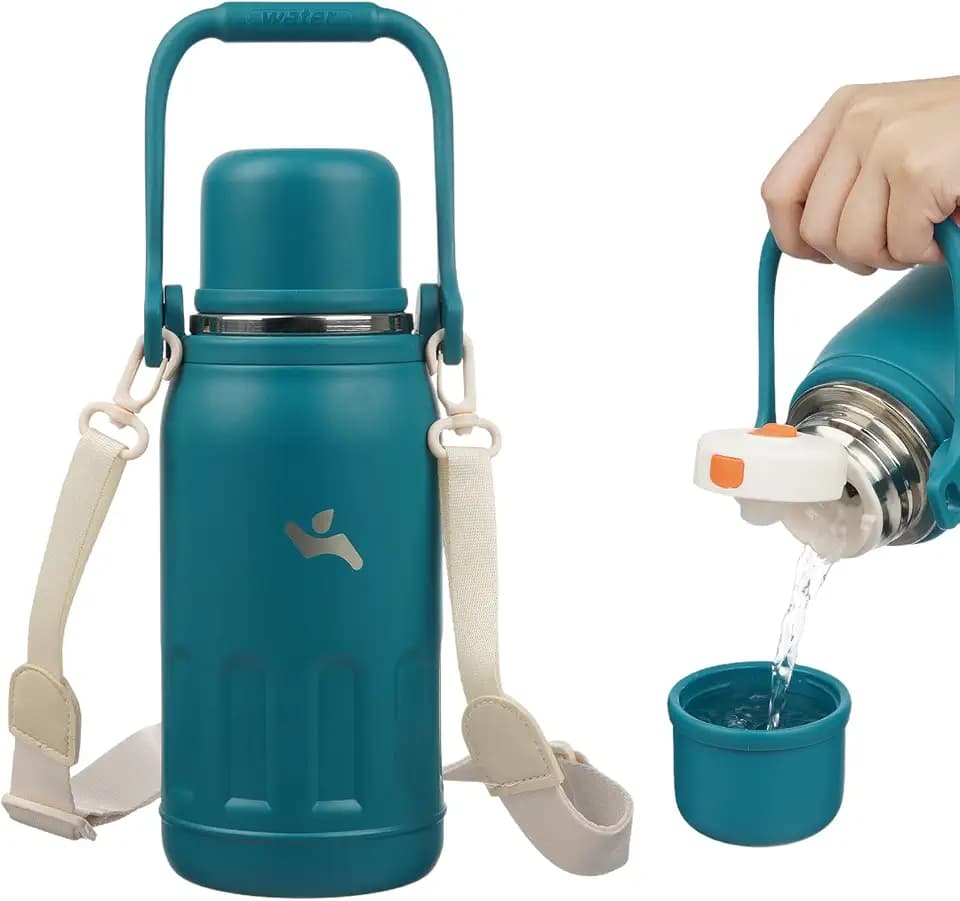 Konokyo 27oz Thermos for Cold Drinks, Insulated Water Bottle, Lake Blue