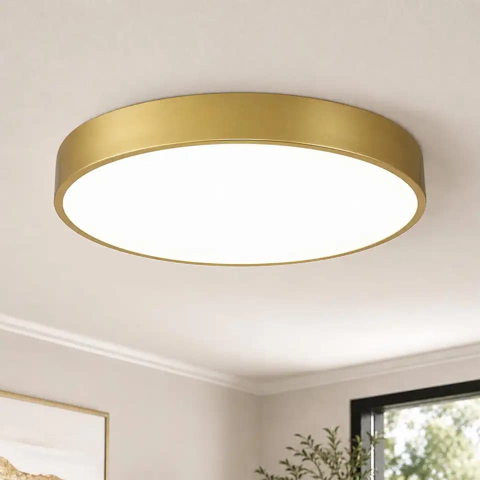 20 Inch Gold LED Flush Mount Ceiling Light, 48W 5CCT Dimmable Ceiling Light Fixture for Kitchen Lighting Fixtures Ceiling, Bedroom & Living Room