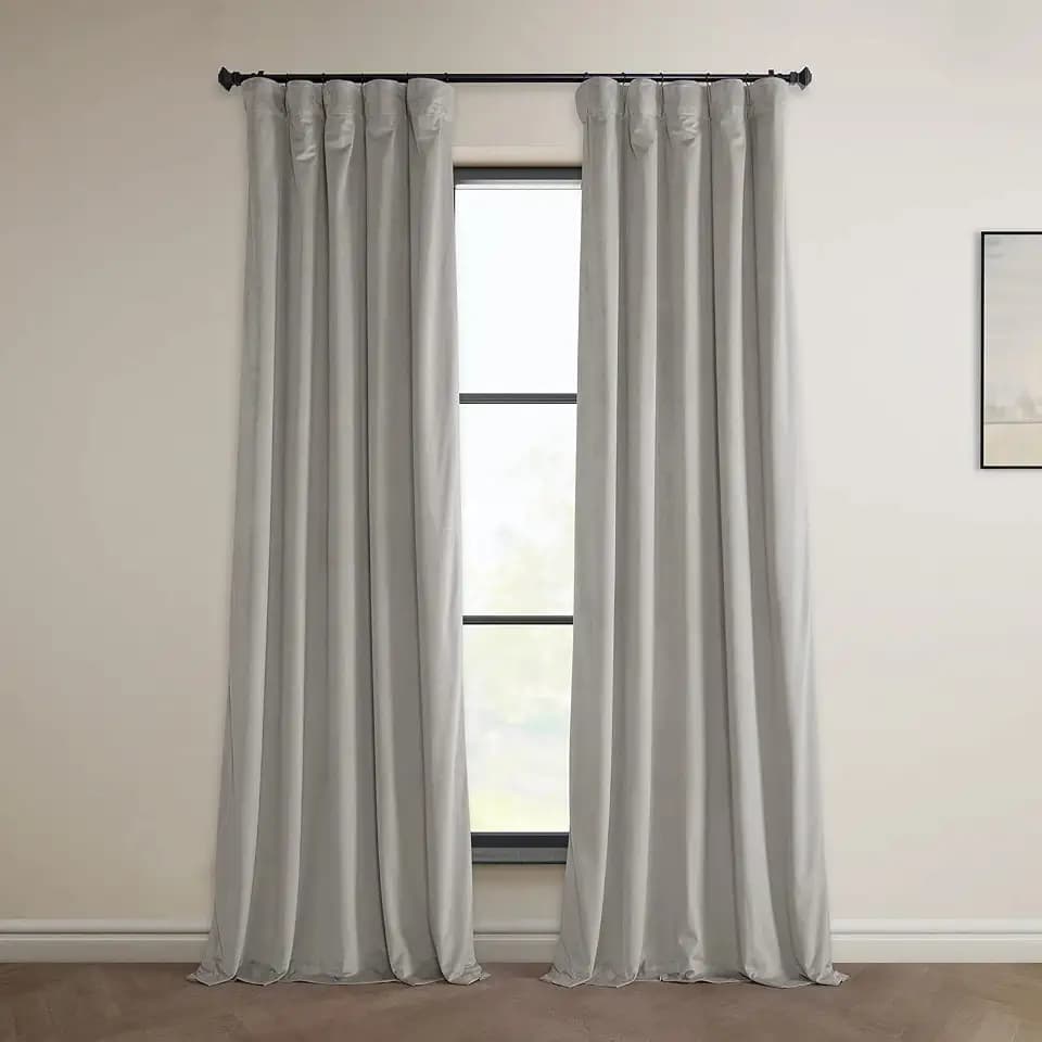 Plush Velvet Curtains for Living Room (1 Panel) - 50W x 96L, City Grey