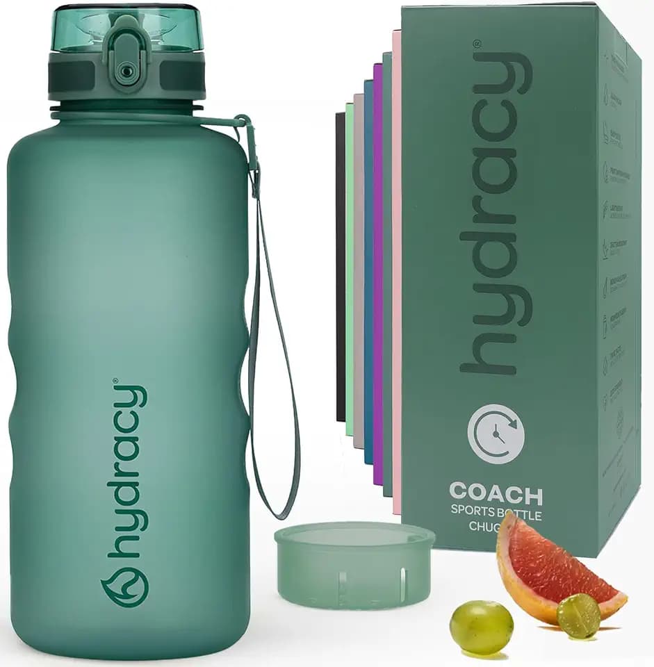 Hydracy Motivational Water Bottle with Time Marker & Fruit Infuser 64 oz