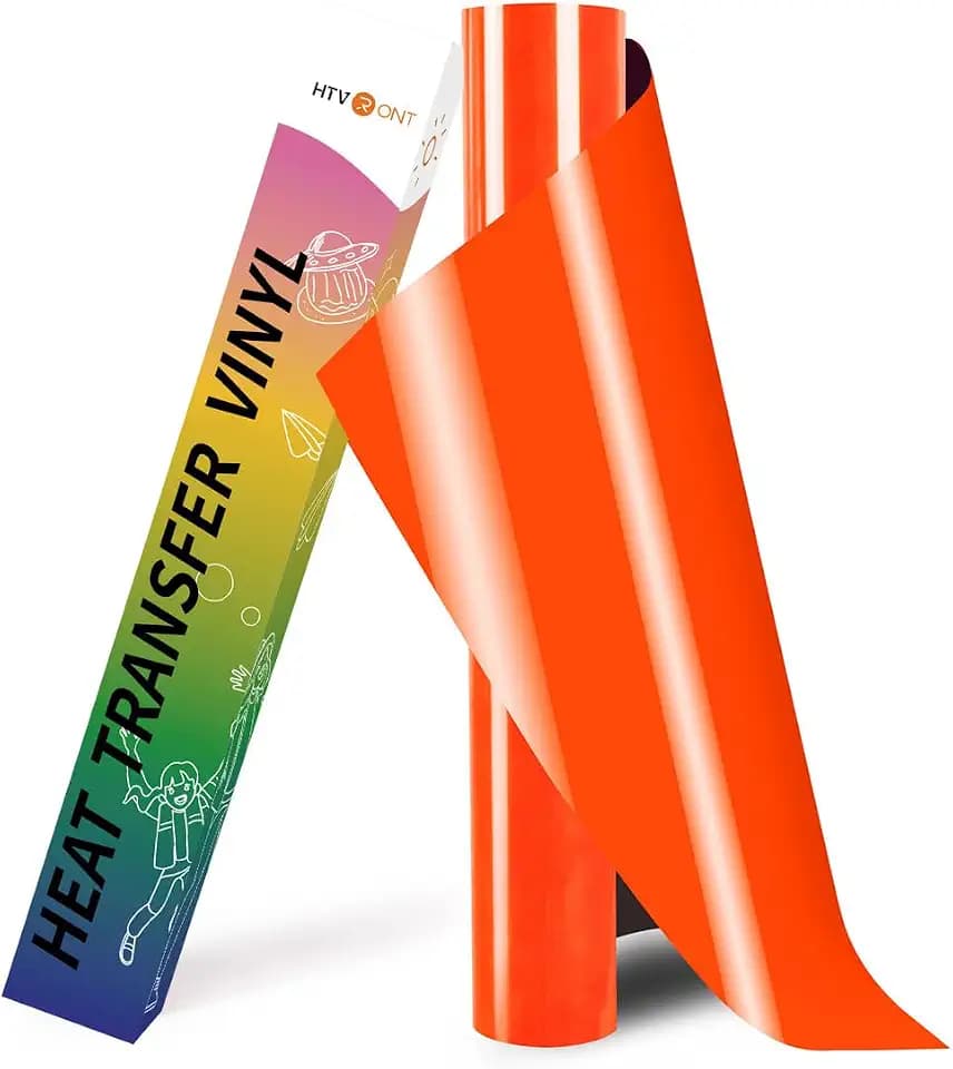 HTVRONT HTV Heat Transfer Vinyl- 12" x 8ft Neon Orange HTV Vinyl for Shirts