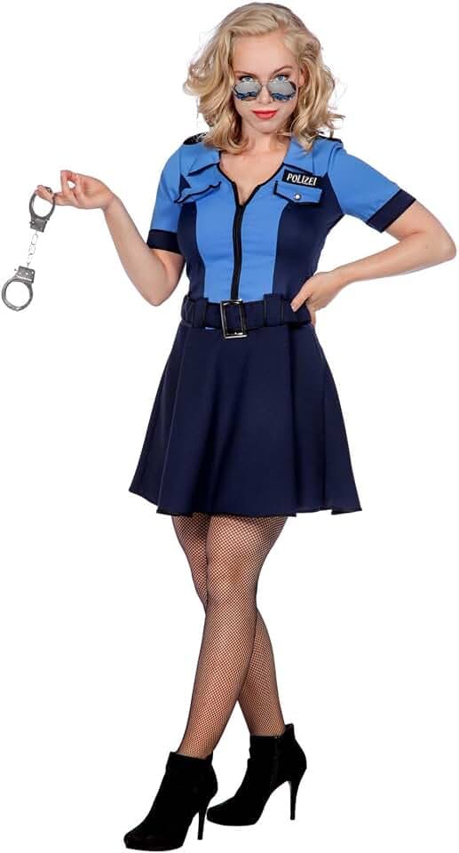 WILBERS & WILBERS 4088 - Polizei Kostüm für Damen, blaue Uniform, Gürtel und Kleid, für Karneval