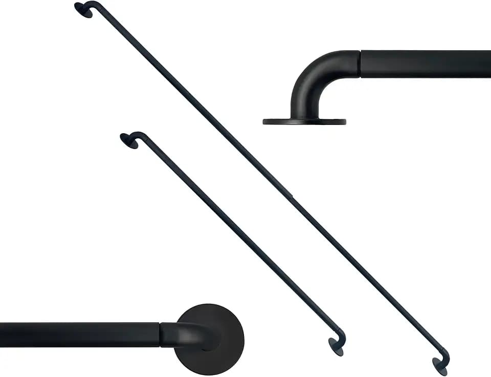 Sash Curtain Rod for French Doors, 16-28 Inch, 3/8" Diameter, Black