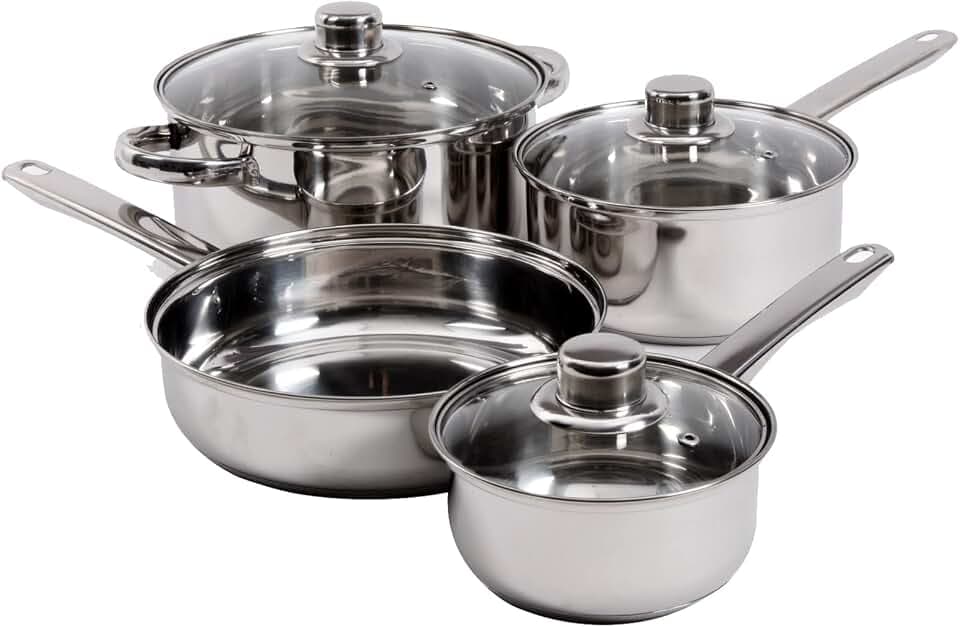 Gibson Home Landon 7 Piece Cookware Set,Stainless Steel