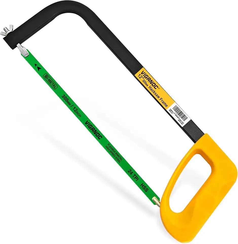 300mm/12inch Hacksaw Frame with 24 TPI Bi-metal Blade, High-Tension Hand Saw Suitable for Aluminum, PVC Piepes, Wood, Copper Pipes