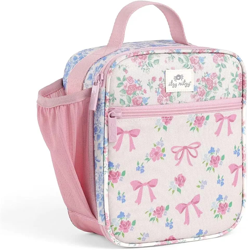 Itzy Ritzy Toddler Lunch Box - Insulated Kids Lunch Bag (Ribbons & Roses)
