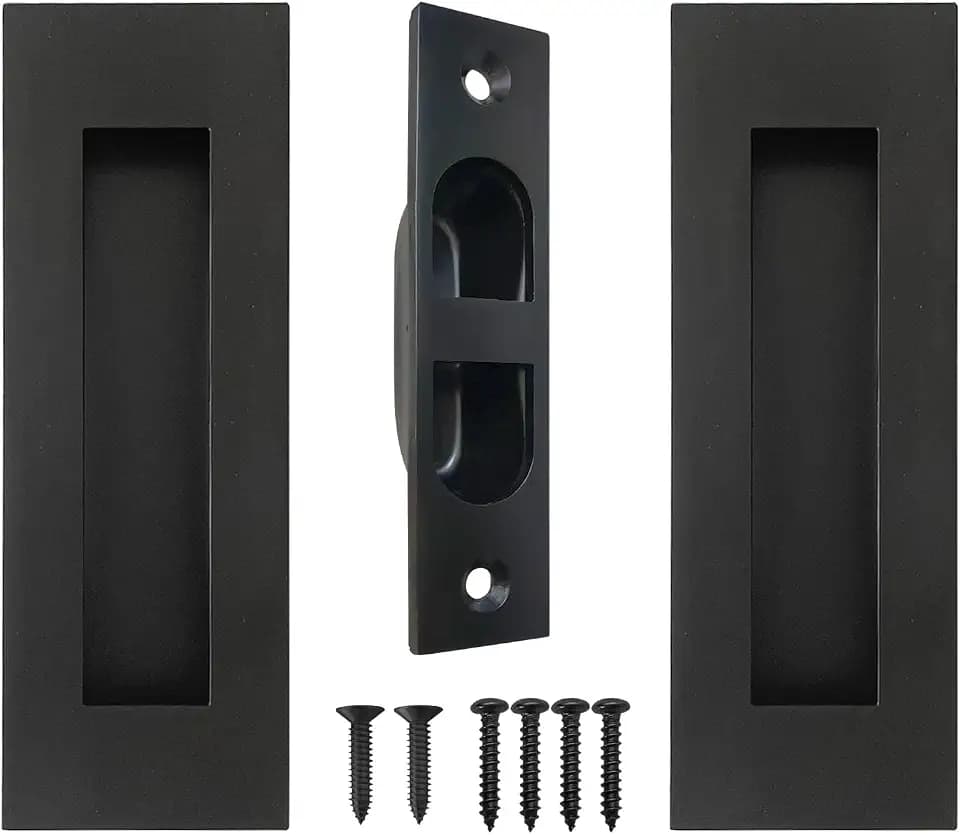 Pocket Door Handles,6 inch Recessed Flush Finger Pulls with Edge Pull,304 Stainless Steel Pocket Door Hardware, Black