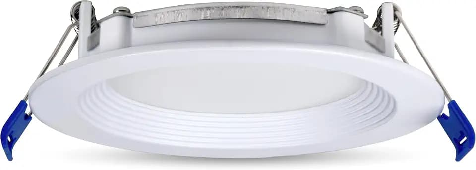 Leviton 4 in. Round Baffle Slim Downlight, 820 Lumens, 5 CCT Color Selectable 2700K-5000K, Dimmable, DBR40-S1W, White