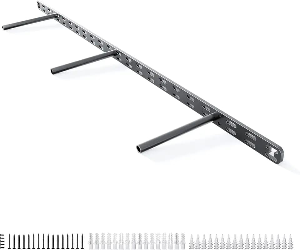 1pc Floating Shelf Bracket Heavy Duty,Decorative Floating Shelf Hardware Hidden Black Metal Fireplace Mantel Brackets (34"X4"X1.0" Without Tools)