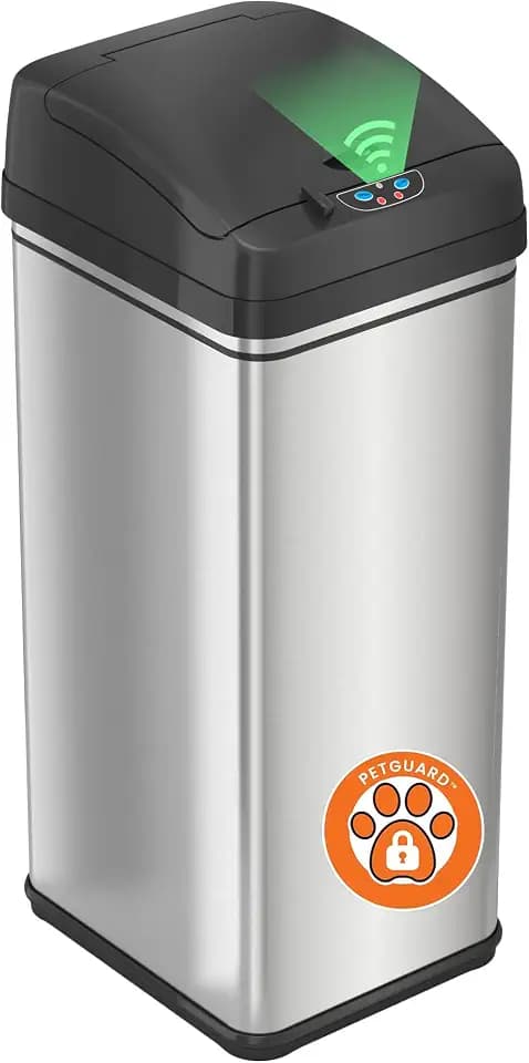 iTouchless 13 Gallon / 50 Liter Sensor Dog Proof Trash Can with Odor Filter