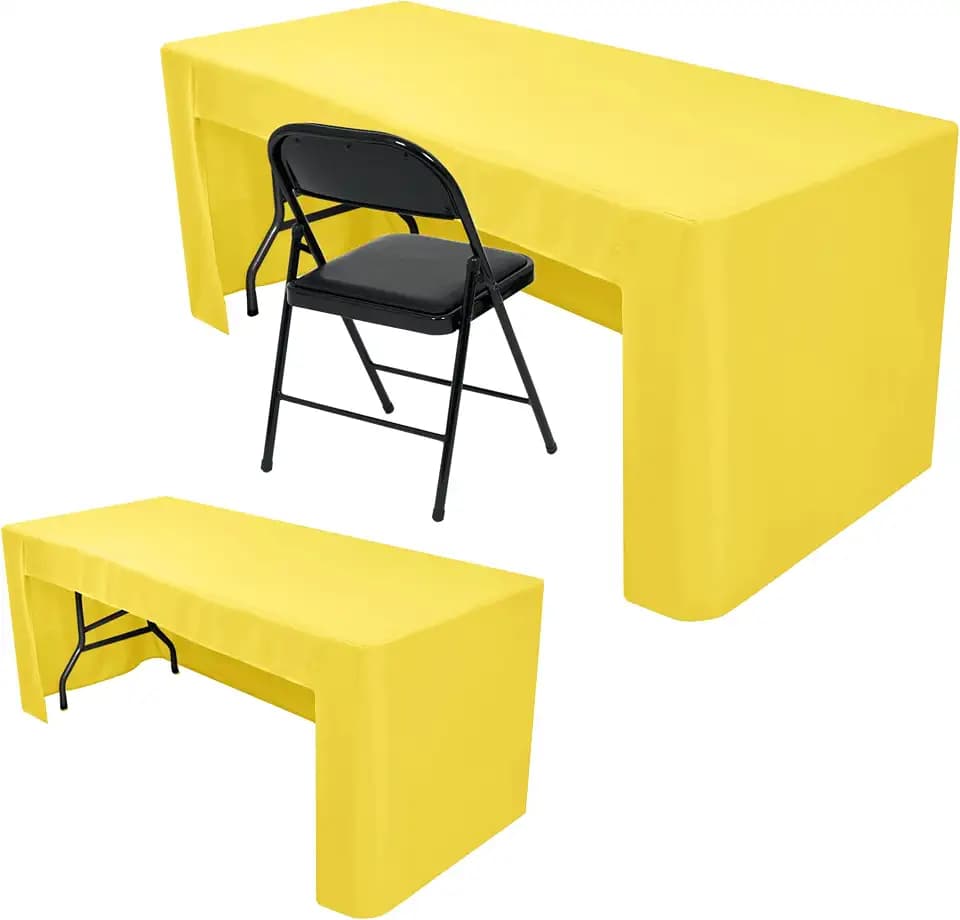 Open Back Fitted Table Cloths For 4 Foot Rectangle Tables Yellow 2 Pcs