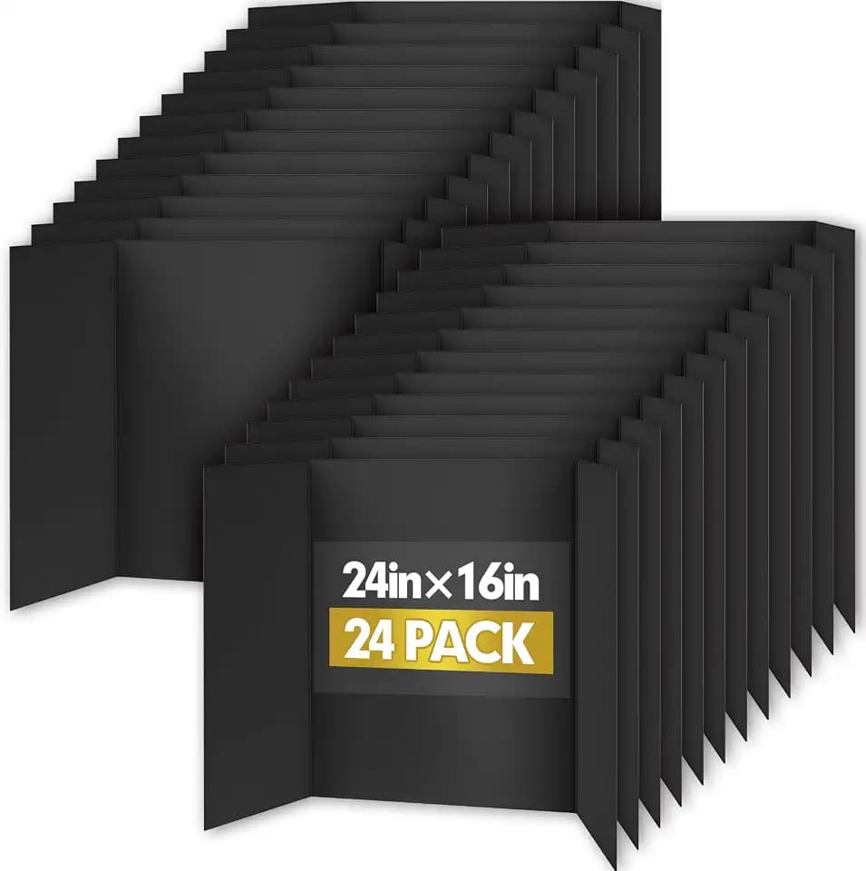 TUXIYA Trifold Poster Board,24P 24"x 16" Black Corrugated Poster Boards