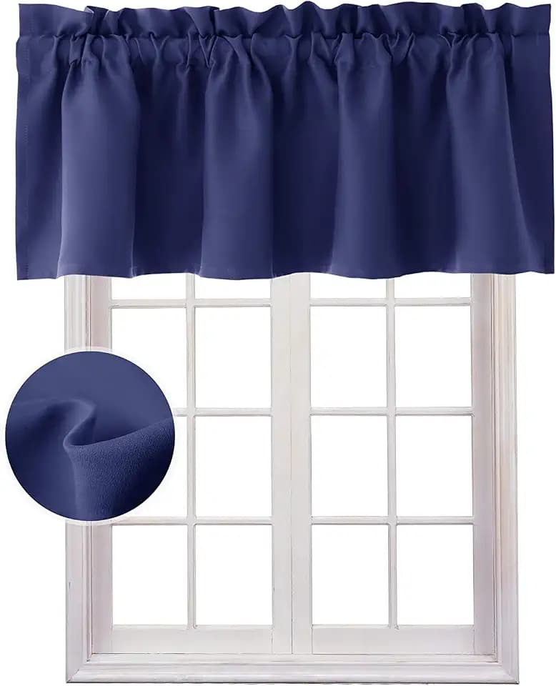 Hiasan Navy Blue Valance Curtains for Window 42 x 12 Inches 1 Panel