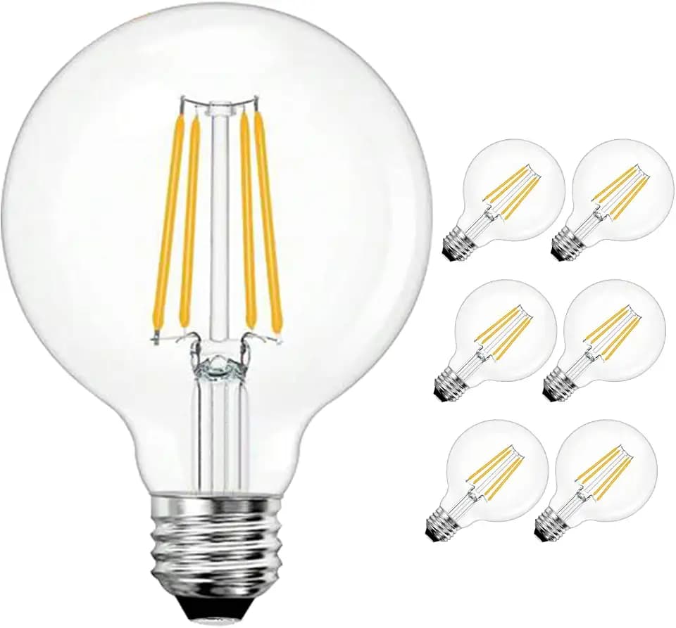 6 Pack LED G25 Globe Light Bulbs Bulbs 6W - 4000K Cool White Dimmable 60W Equivalent E26 Base 120V - Edison Vanity Light Bulbs for Bedroom, Kitchen, Vanity, Mirror Vintage (4000K - Cool White)
