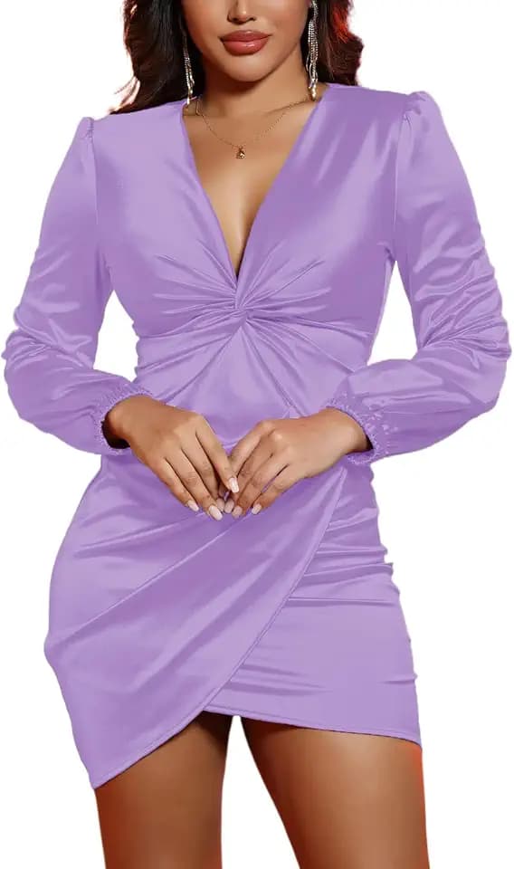 DeftSharp Womens Ruched Formal Bodycon Zipper Graduation Dresses-Elegant Cocktail Party Wedding Midi Dress