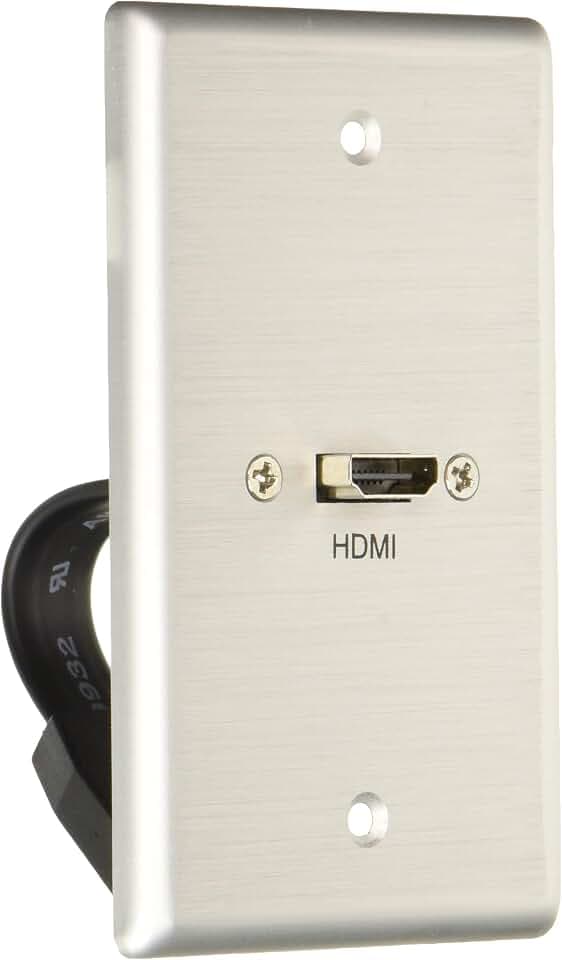 Legrand - C2G Single Gang Wall Plate, HDMI Wallplate with Pass Through to Use as Video Wall Plate, 6.258 x 3 x 2.25 Inches, Brushed Aluminum, 1 Count, C2G 39870