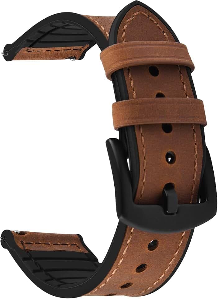 Fullmosa Uhrenarmband 22mm Leder mit Silikon Armband für Damen Herren