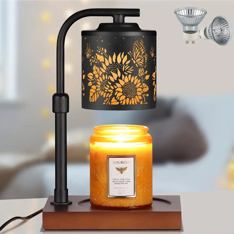 Candle Warmer Lamp Adjustable Height Dimmable for Jar Candles Sunflower