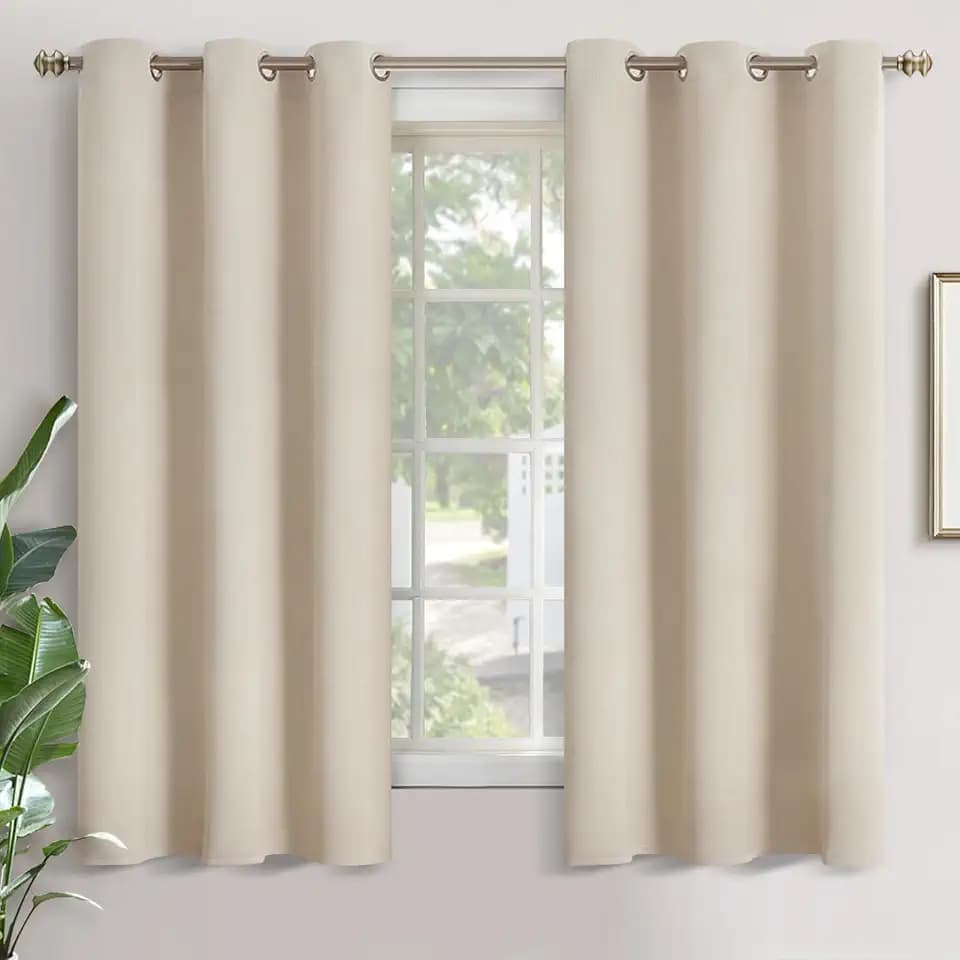 YoungsTex Champagne Blackout Curtains for Bedroom 63 Inches Length - Room Darkening Drapes with Grommet Thermal Insulated for Bathroom Living Room, 2 Panels, 42 x 63 Inch