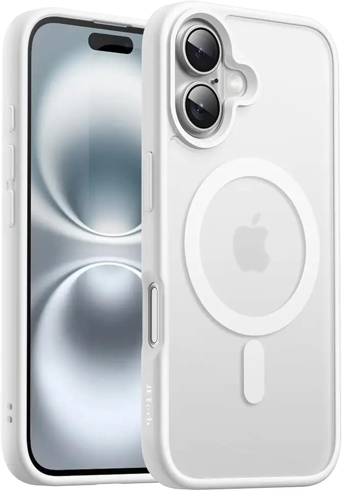 JETech Magnetic Matte Case for iPhone 16 Plus, White