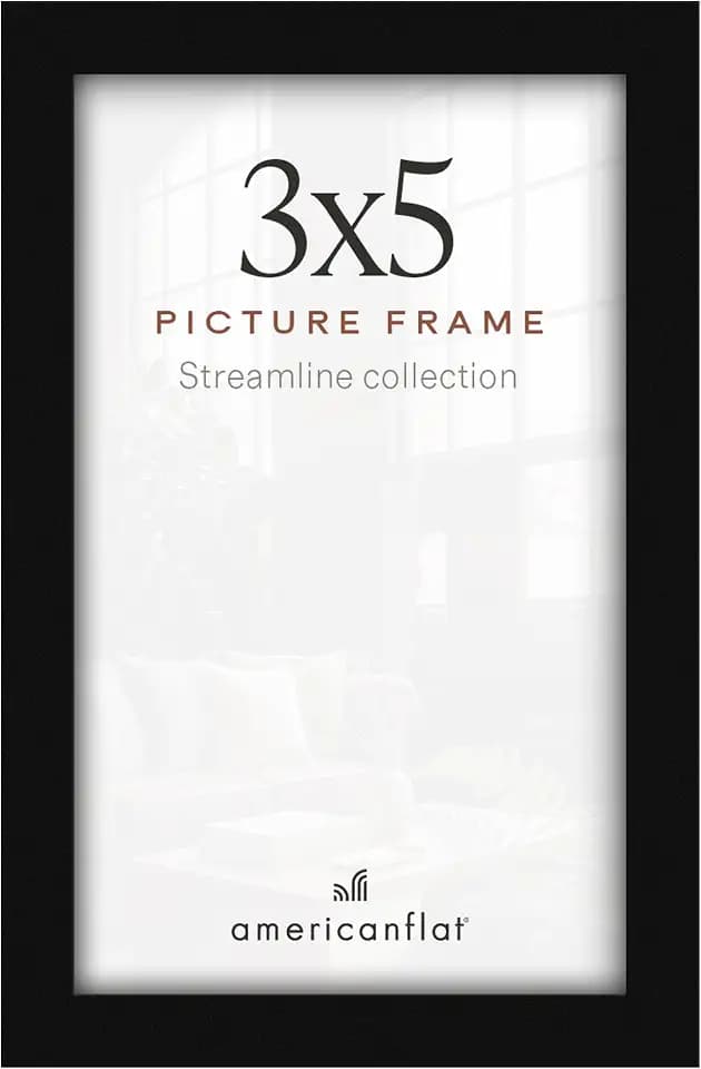 Americanflat 3x5 Picture Frame - Slim Molding - Black