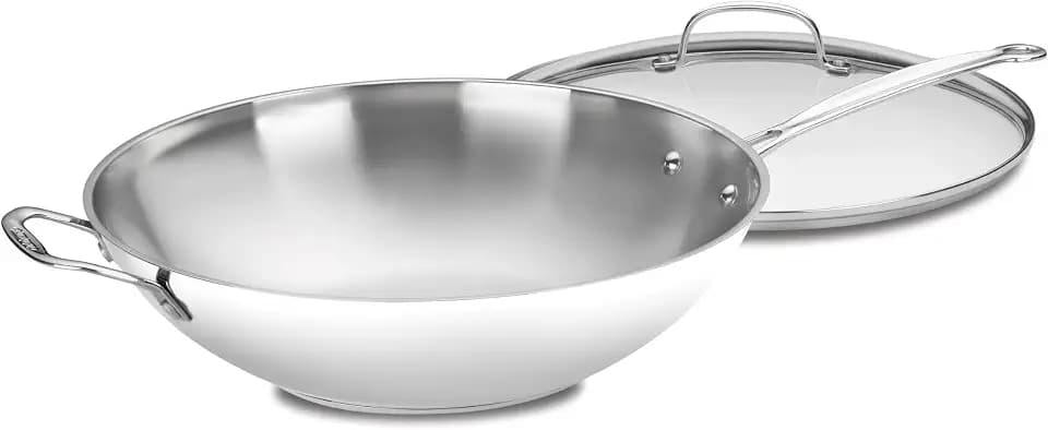 Cuisinart 14-Inch Stir-Fry Pan, Helper Handle and Glass Cover, Chef's Classic Stainless Steel, 726-38H