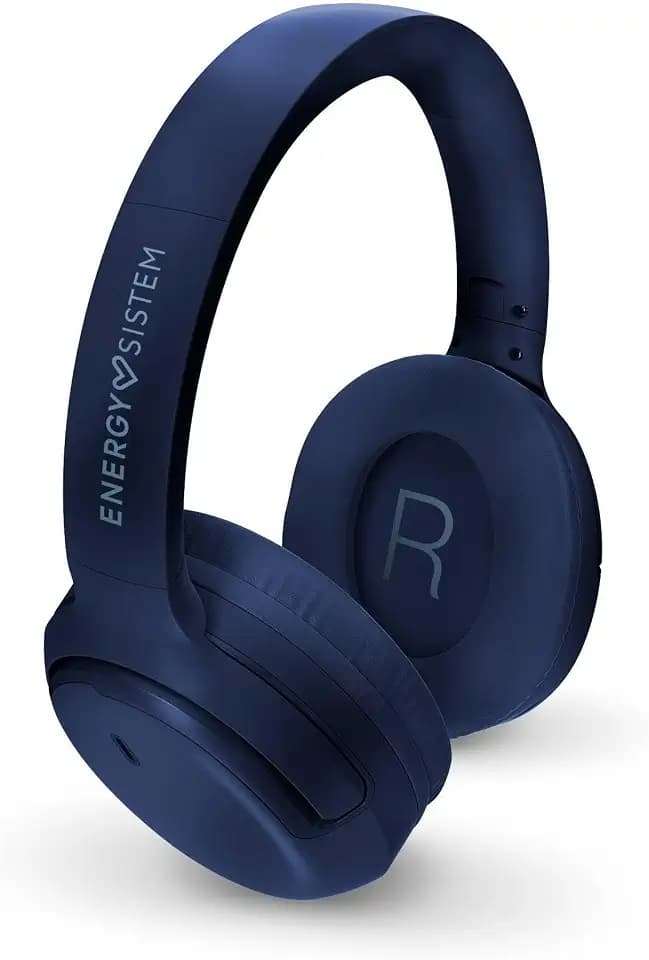 Energy Sistem Rizz Bluetooth-Kopfhörer, faltbar, mit 50 Stunden Akkulaufzeit, Schnellladung, faltbares Design, Deep Bass, Multi-Geräteanschluss, Sprachassistent und aus recyceltem Kunststoff, Blau
