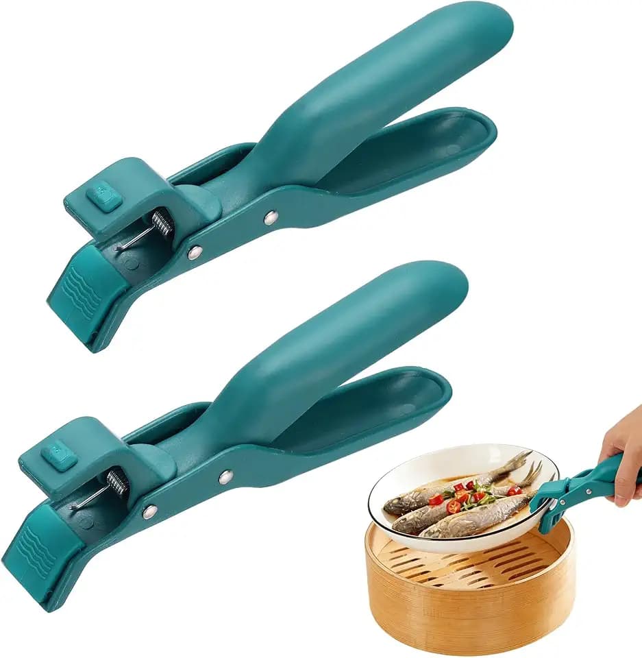 uxcell Hot Plate Grippers, Multi-Function Anti Scald Bowl Holder Clip Silicone Non-slip Hot Bowl Dish Plate Grippers Clips for Cooking with Bowls Pots Pans and Plates, Green, 2Pcs