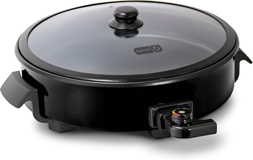 Dash Family Size Electric Skillet with Lid, 6-Quart Nonstick, Black