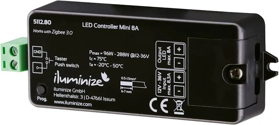 LED-Controller 1x 8A, 12V-36V, für weiße LEDs, Lightlink & Touchlink | Zigbee kompatibel (1x 8A weiß)