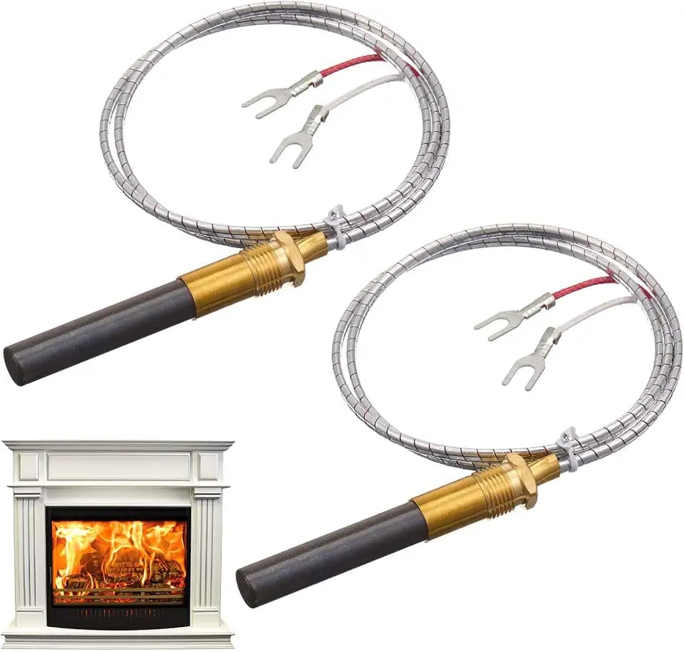 Yaocom 2 Sets 750℃ Thermocouple for Gas Fireplace 24" Millivolt Replacement Thermopile 750mv Thermopile Replacement Fireplace&Stove Accessories for Fire Gas Stoves