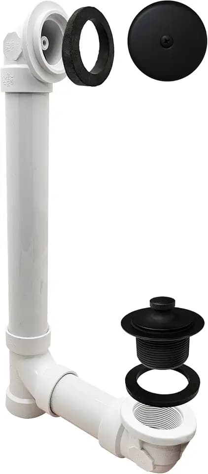 Westbrass Pull & Drain Sch. 40 PVC Bath Waste with One-Hole Top Elbow, Matte Black, D49721-62