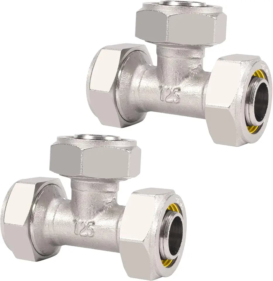 2PCS 3/4’’ Air Line Fittings for Shop Garage, Brass-Nickel Plated, 200PSI