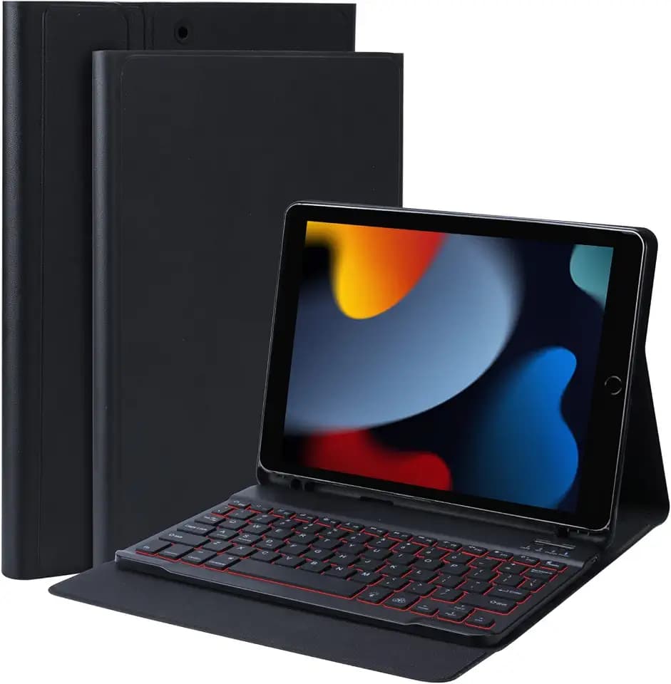 Qoosea Beleuchtete Tastatur Hülle für iPad 10.2” 8th Gen 2020/7th Gen 2019/ iPad Pro 10.5/iPad Air 3