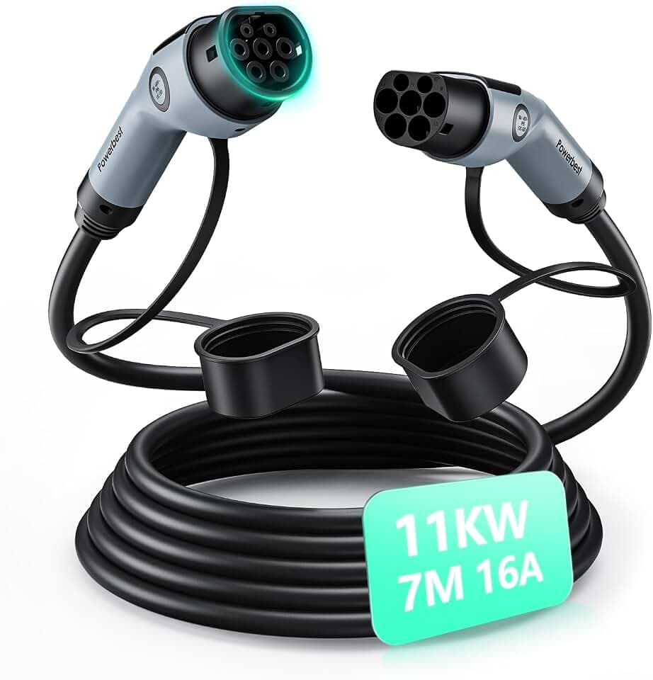 Typ-2-Ladekabel, 11KW 7M 16A Dreiphasiges E-Auto-Ladekabel | Typ 2 auf Typ 2 Mode 3 für Elektro- und Hybridfahrzeuge – Kompatibel mit Model S/3/X/Y, e-Golf, ID.3