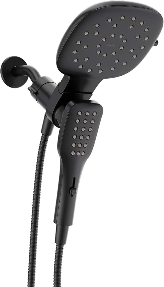 Moen Verso Matte Black Infiniti Dial Square Standard Shower Head With Detachable Hand Shower Combo, 7-Inch Spray Head, 220C4EPBL
