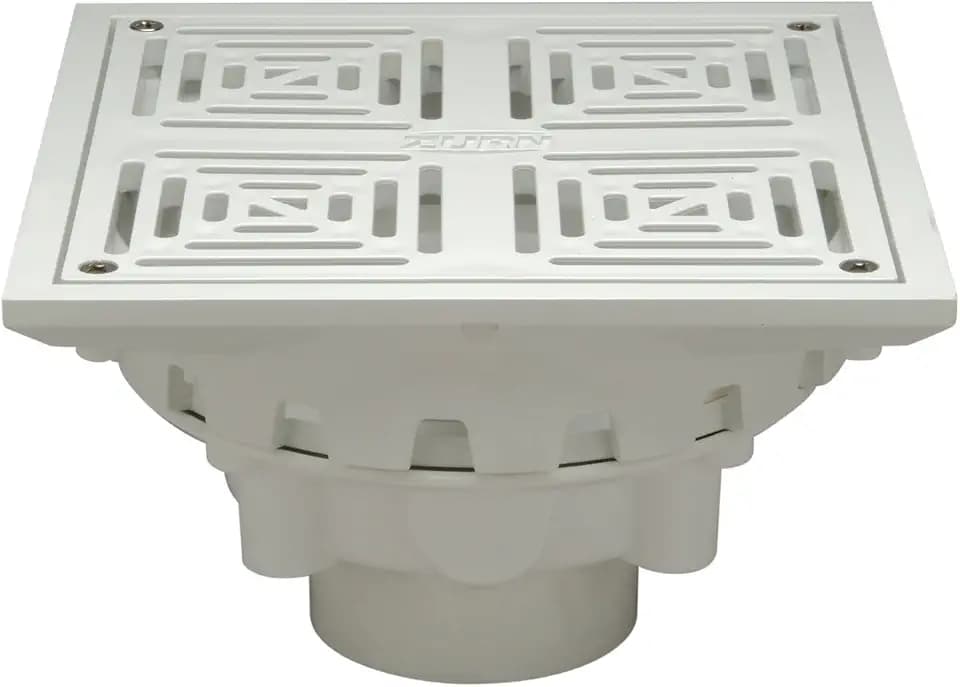 Zurn FD2283-PV2 PVC 10" Square Top Decorative Floor Drain, 2" Solvent Weld Outlet Connection