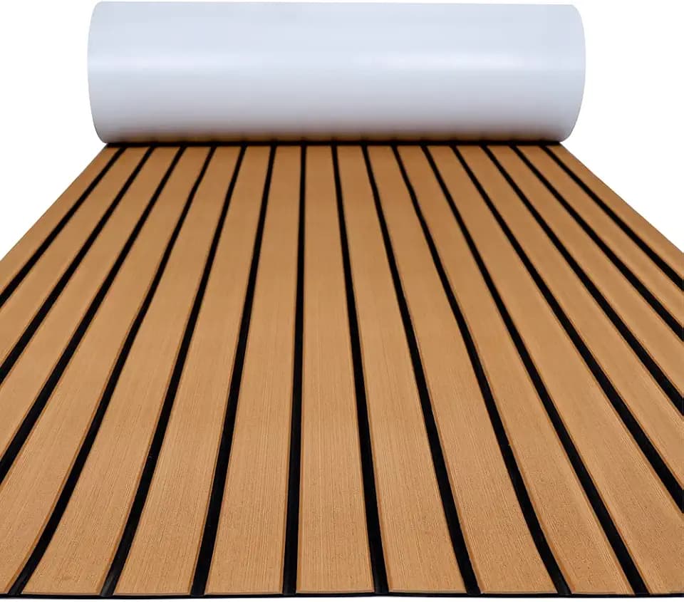 FOCEAN Boat Flooring EVA Foam Boat Decking Faux Teak Marine Flooring Marine Mat Sheet for Motorboat Jon Boats Bass Boat RV Kayak, 94.5"x 47.2"/35.4"/23.6"/15.7"