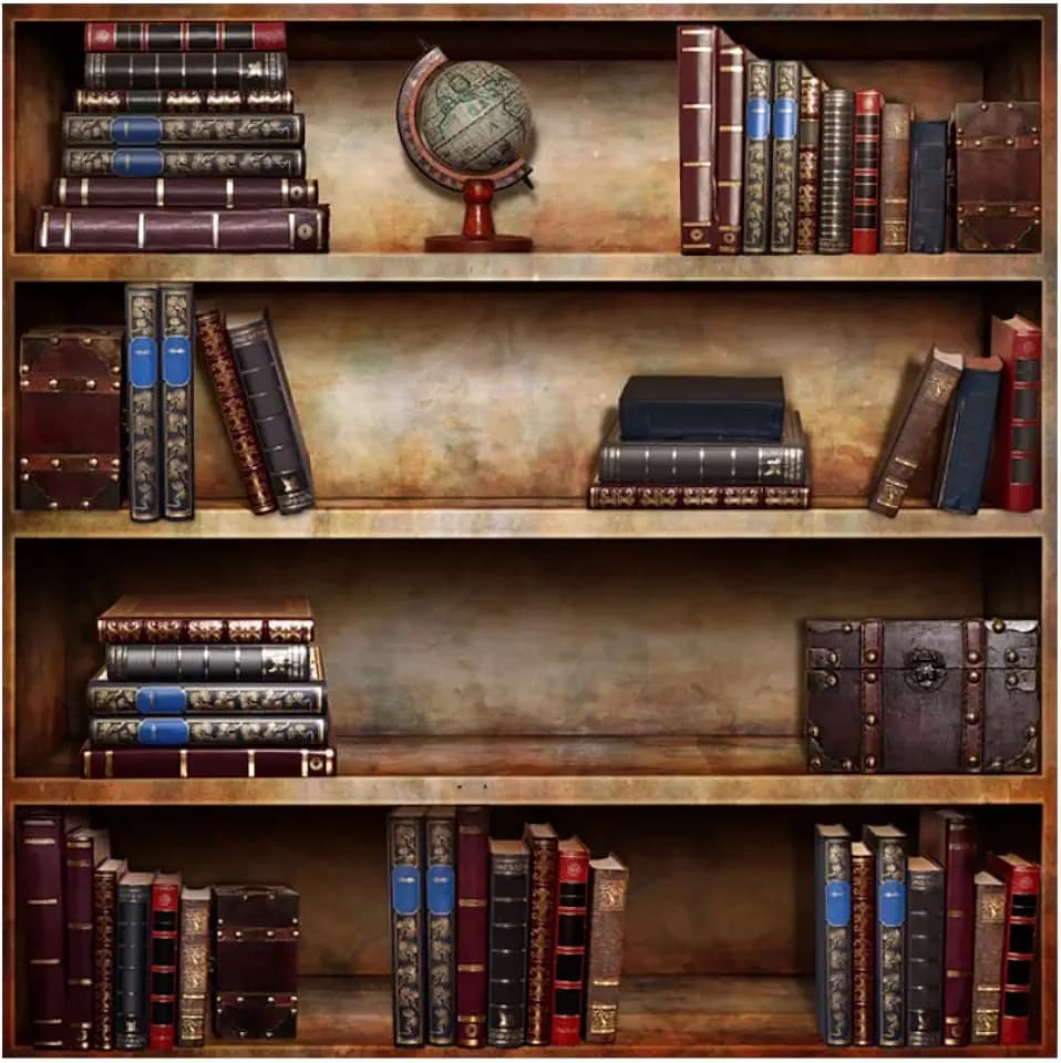Aoihrraan 2x2m Vintage Bücherregal Hintergrund Retro Bibliothek Bücherregal Antik Bücher Fotografie Hintergrund Online Lehre Dekoration Abschluss Party Studenten Porträt Foto Studio Requisiten