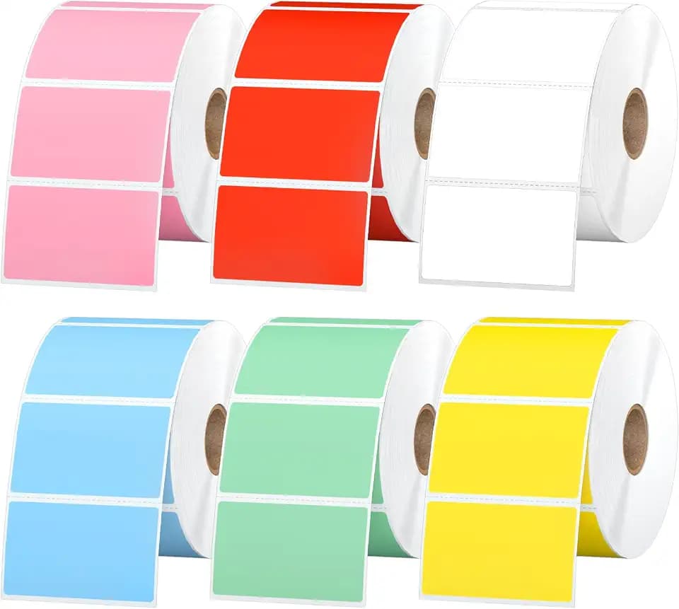 6-Color 2.25" x 1.25" Direct Thermal Label (6 Rolls, 6000 Labels)