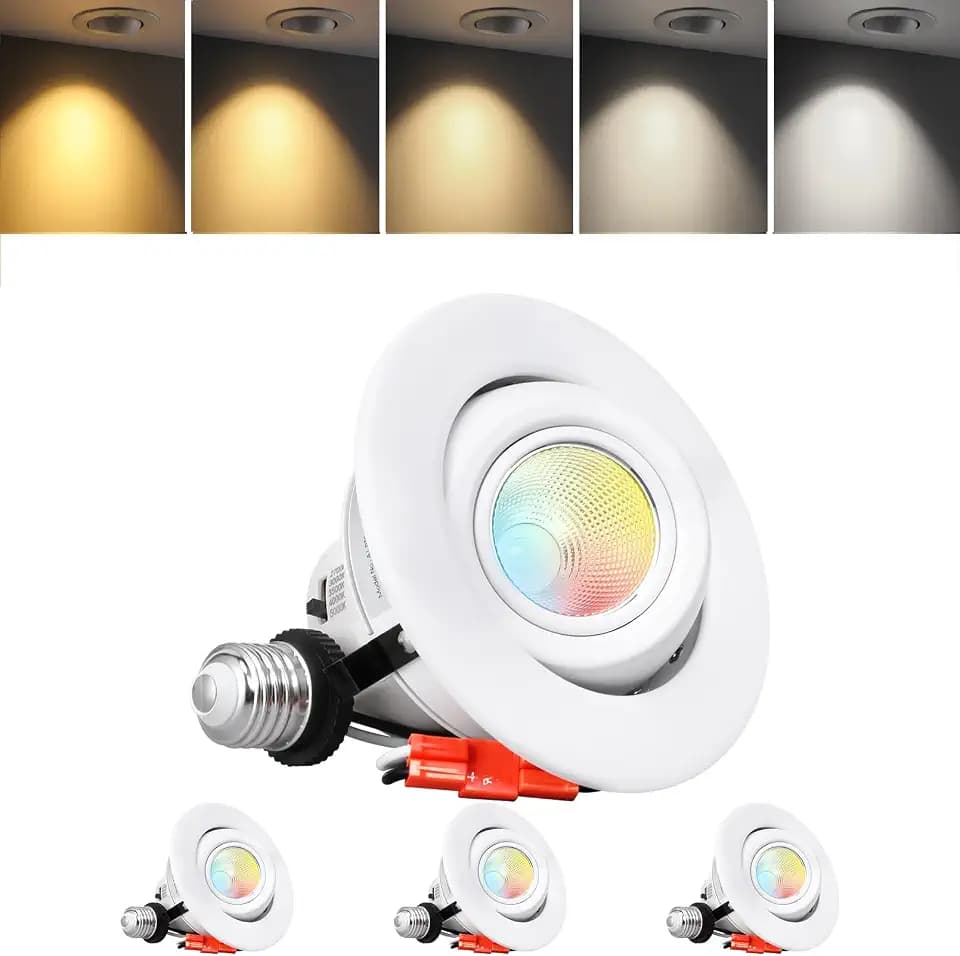 TORCHSTAR 4-Pack 4 Inch 5CCT LED Eyeball Retrofit Recessed Light Dimmable