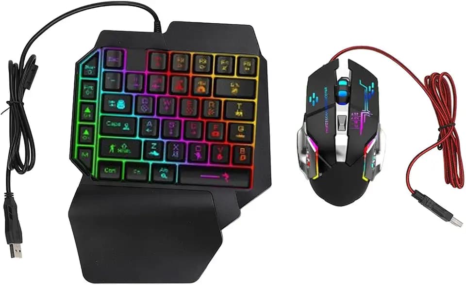 Bewinner Gaming-Tastatur-Maus-Konverter, Tastatur- und Maus-Adapter für Mobiles Gaming, 4-in-1-Set, Inklusive Einhand-, Kabelgebundene, Verstellbarer Telefonständer, 120 FPS Null