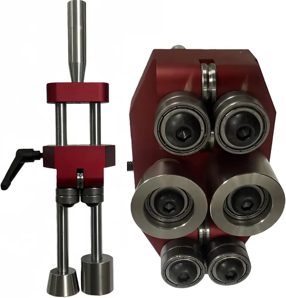 NyVoozy Professional Sheet Metal Roller Bender Tool, Red Aluminum Frame, 0-90 Degree Angle Adjustment, Standing Seam Roofing Edge Bender with 6 Rollers