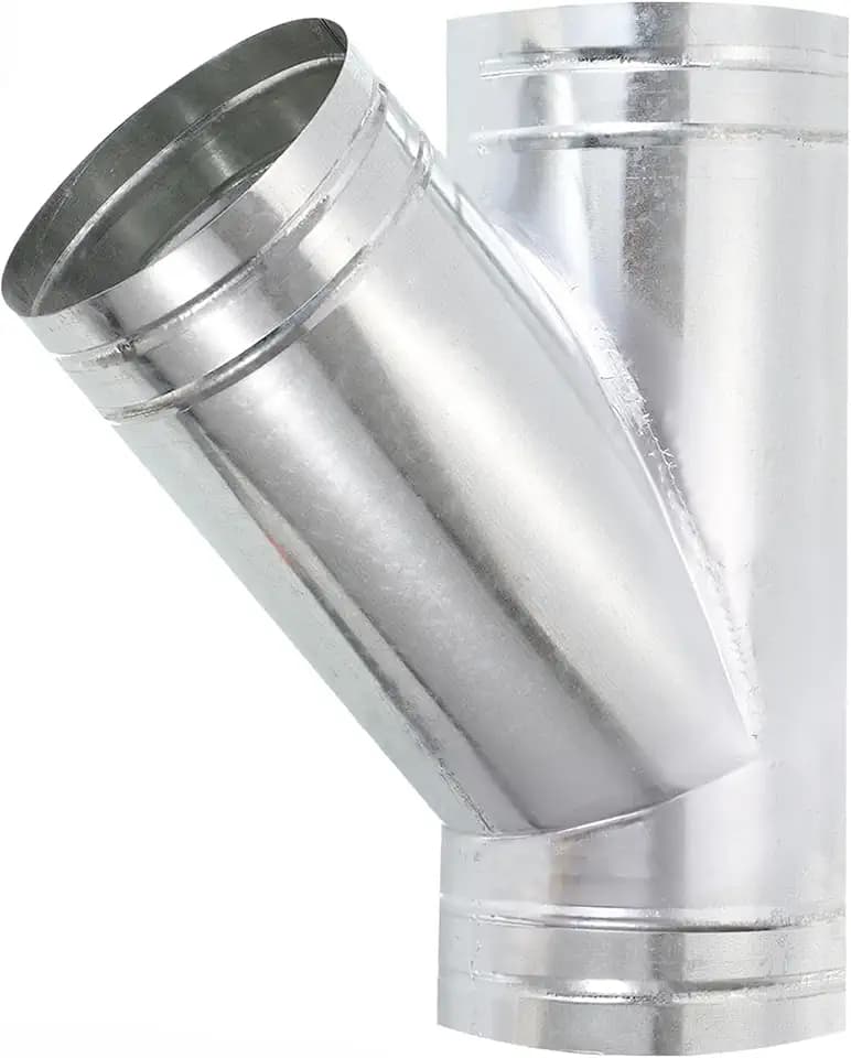 6 Inch Wye Shape Duct Splitter 3 Way 90 Degree Galvanized Steel