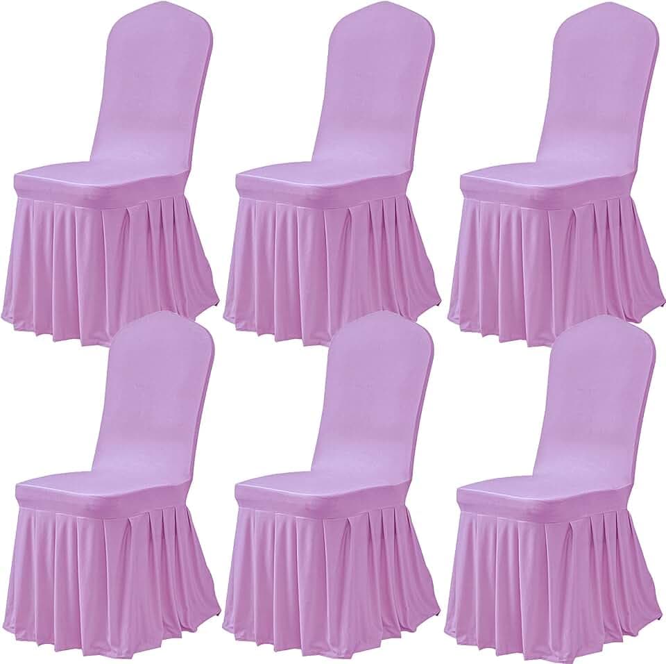 Dimatic Dining Room Chair Covers Set of 6, Stretch Parsons Slipcovers with Skirt Super Fit Spandex Chair Seat Protector Cover for Dining Room, Hotel, Ceremony (Lavender)