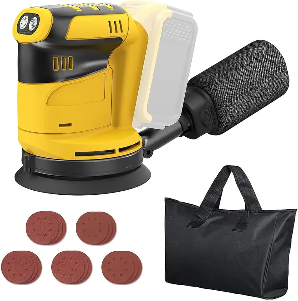 Cordless Random Orbital Sander Compatible with DeWalt 20V MAX Battery (No Battery) 5-Inch Brushless Electric Sander with 3-Speed & Dust Collector, for Woodworking, Metal& DIY Sanding