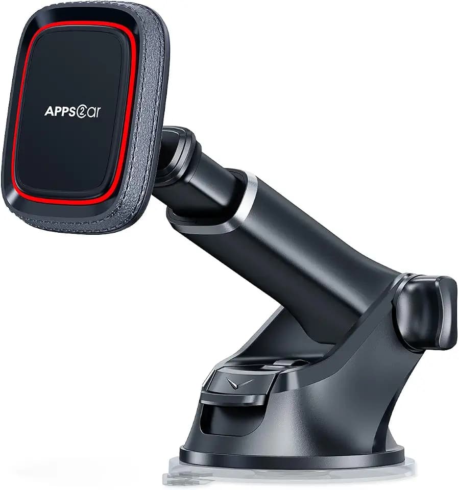 APPS2Car Magnet Halterung Auto, Universal-Armaturenbrett-Windschutzscheibe Industrielle Festigkeit Saugnapf Handy Halterung mit verstellbarem Teleskoparm,6 Starke Magnete,für alle Mobiltelefone